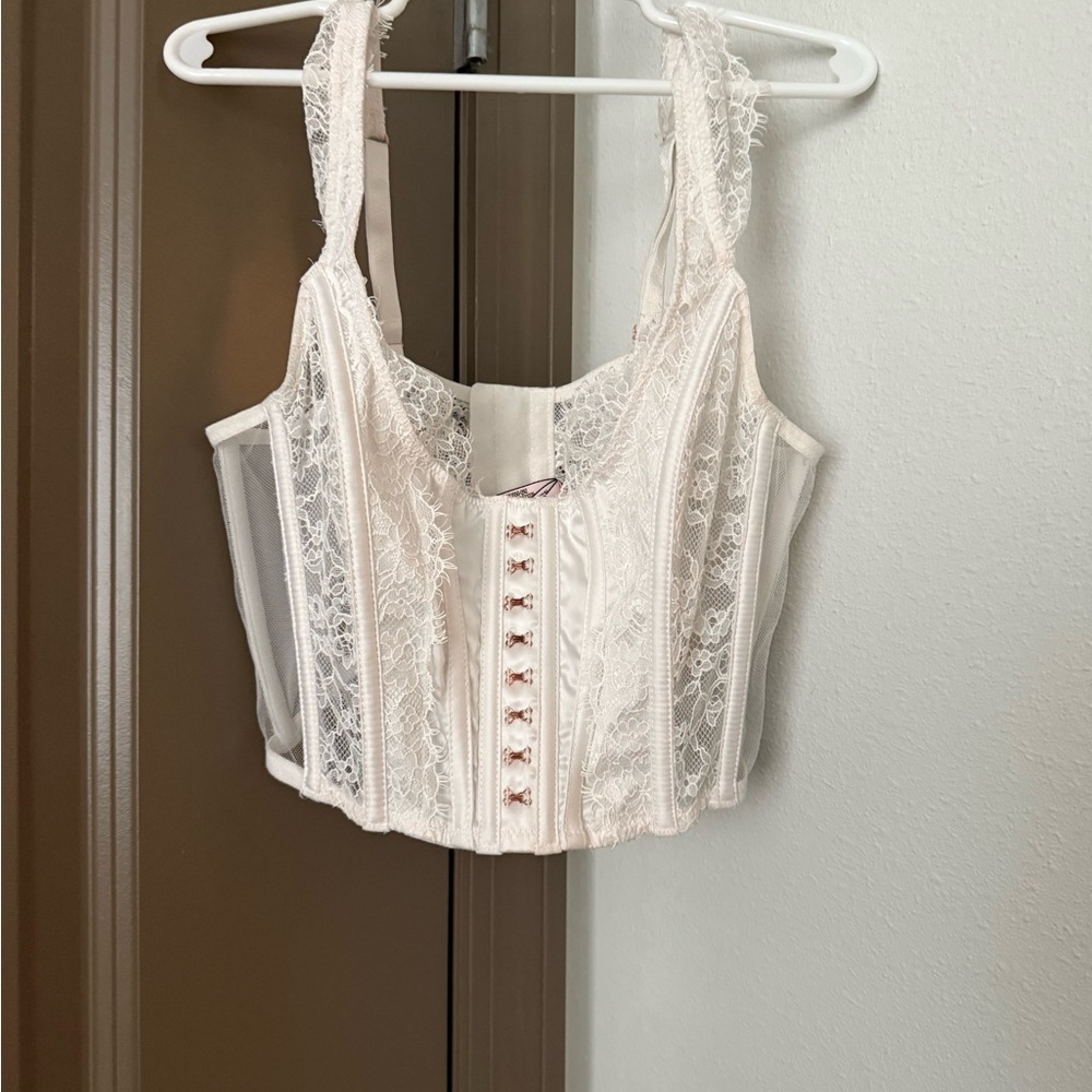 Victoria's Secret Satin and Lace Bustier in Cream